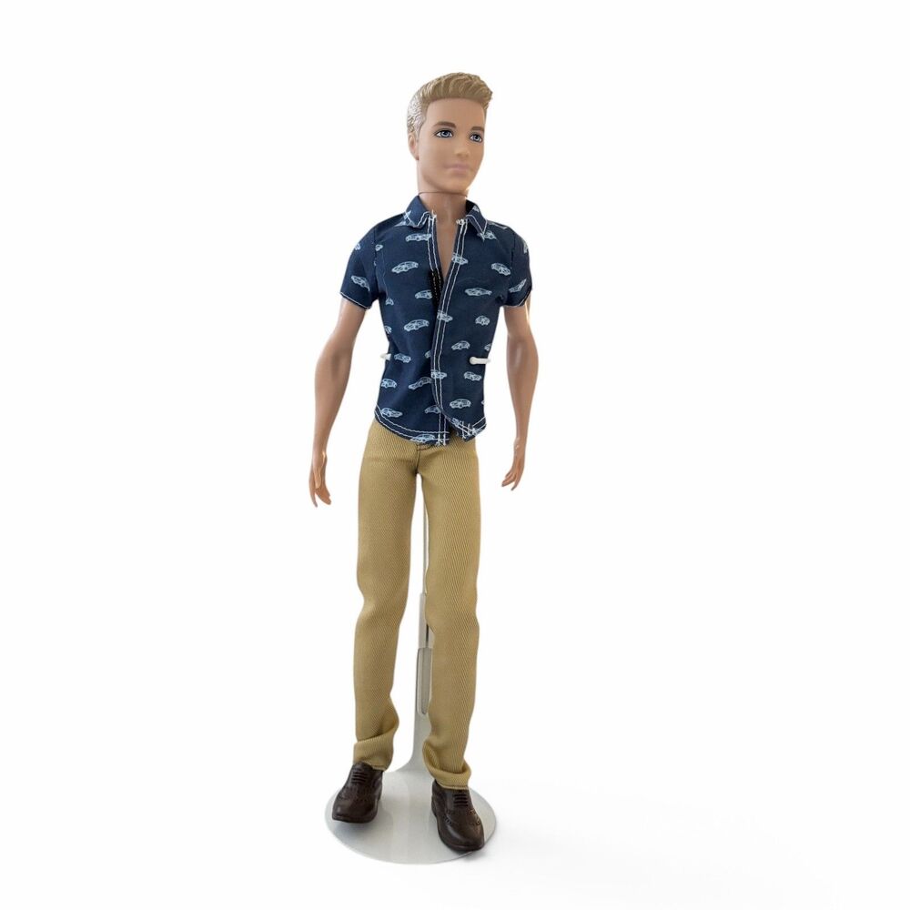 Mattel Ken Barbie Fashionista Doll 2013 Blue Car Shirt Tan Pants Shoes Blonde